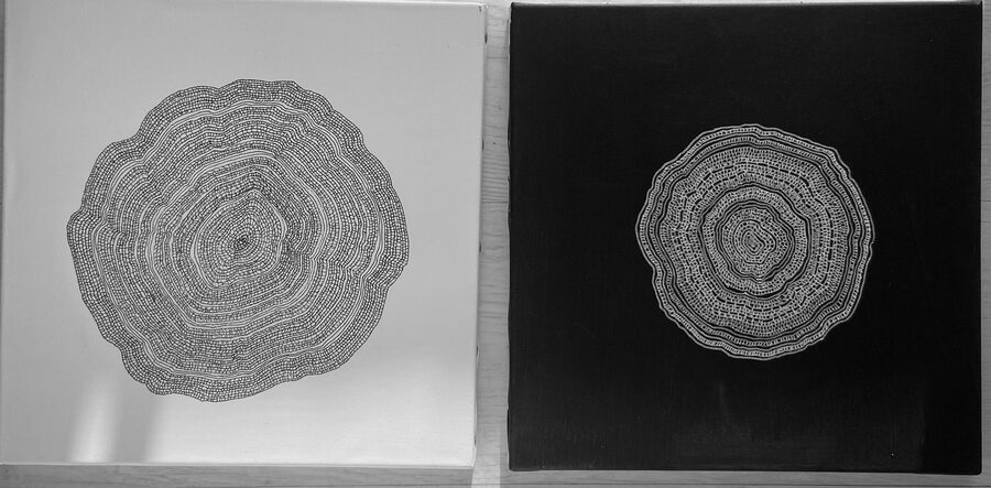 Roots — Ink on canvas · diptych